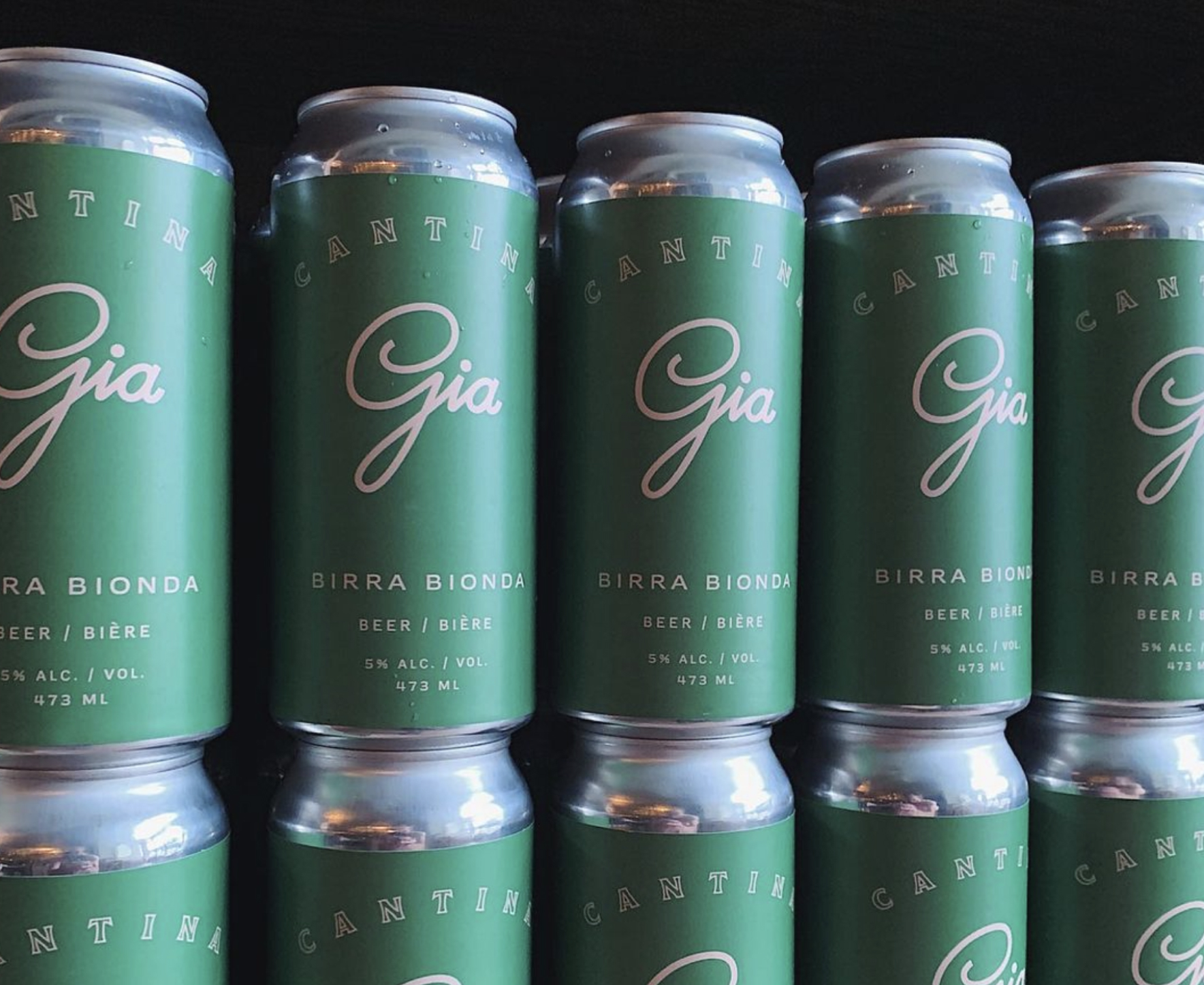 Gia branded beer labels.