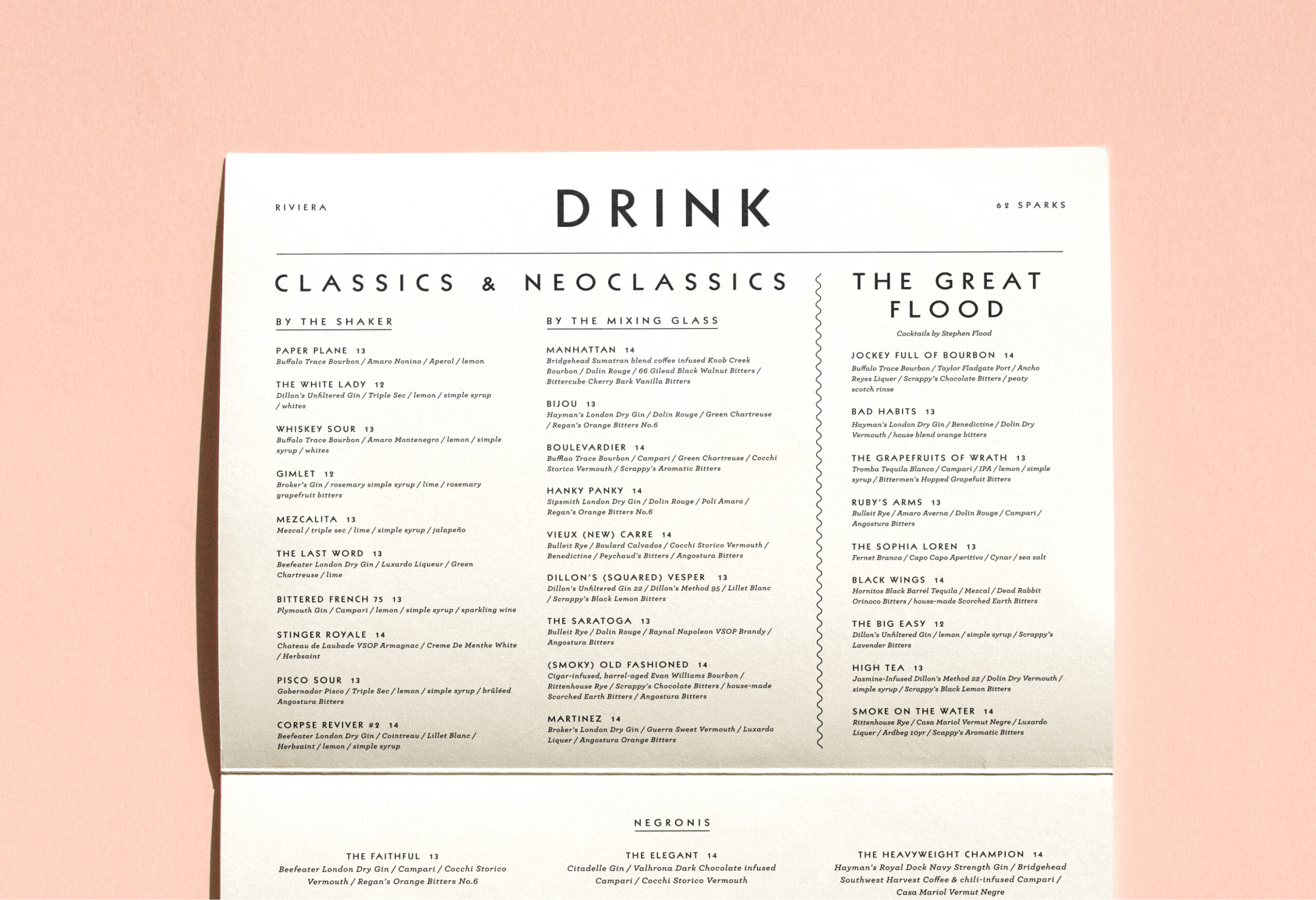 Riviera menu.